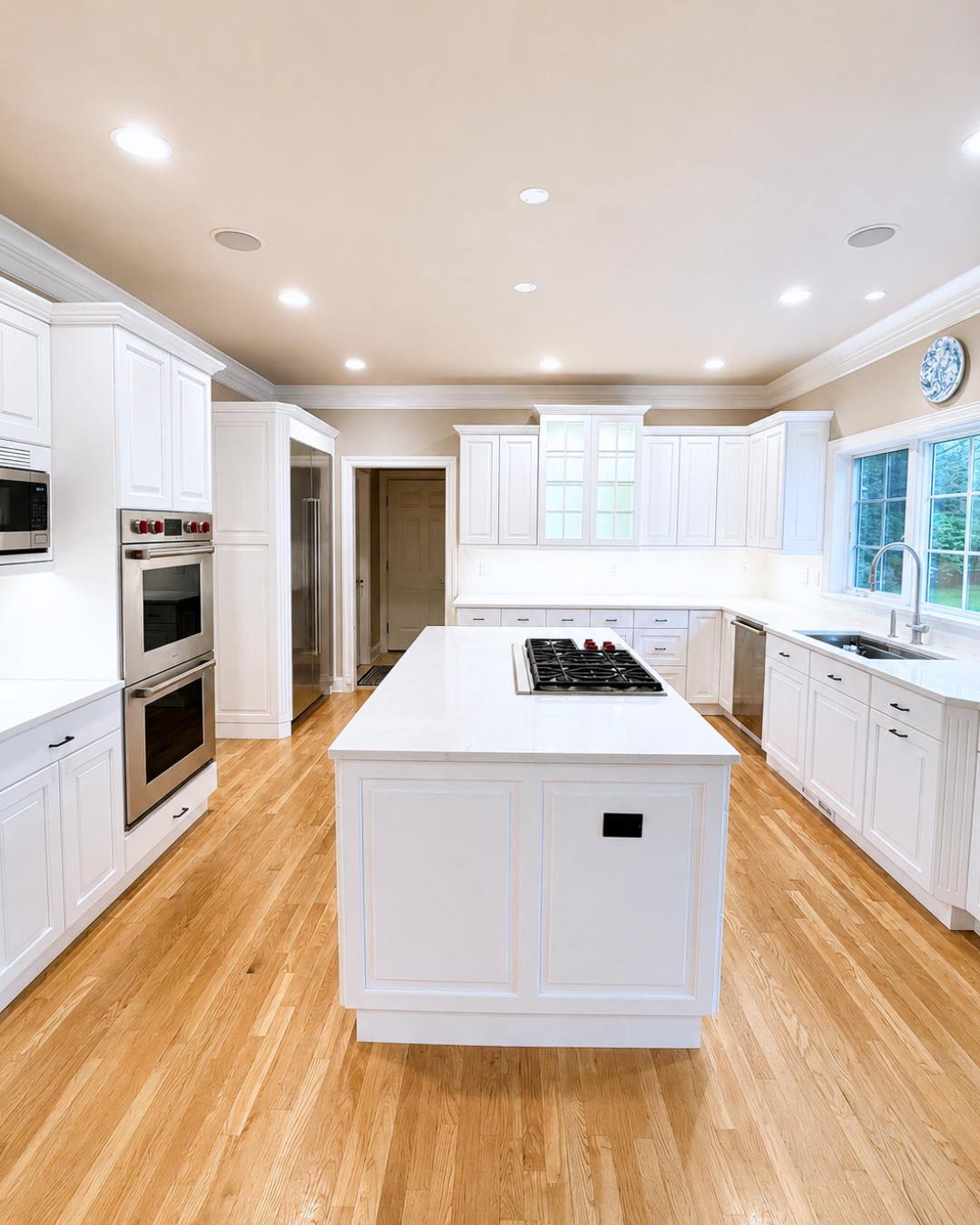 Finished Stamford kitchen after cabinet refinishing.