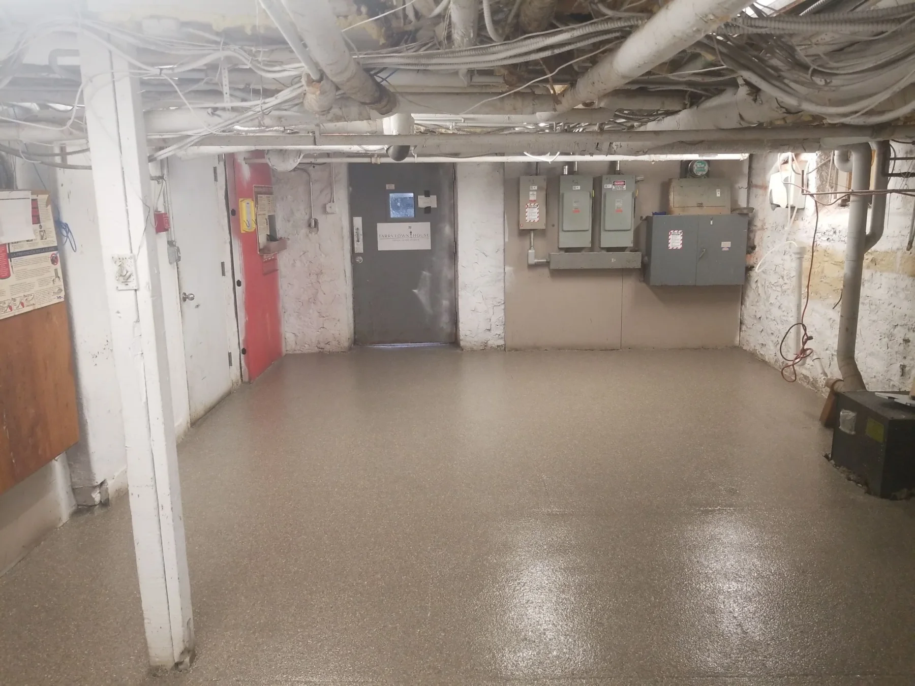 Commercial kitchen floor after coating installation.